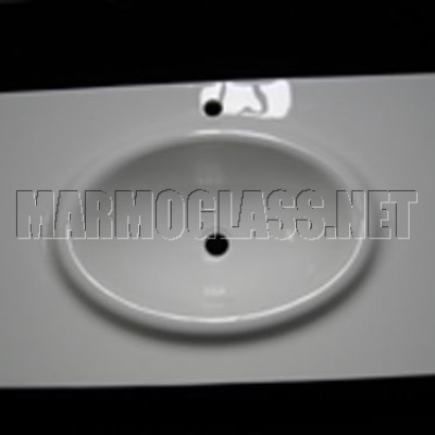 White nano glass bathroom sink vanitytop