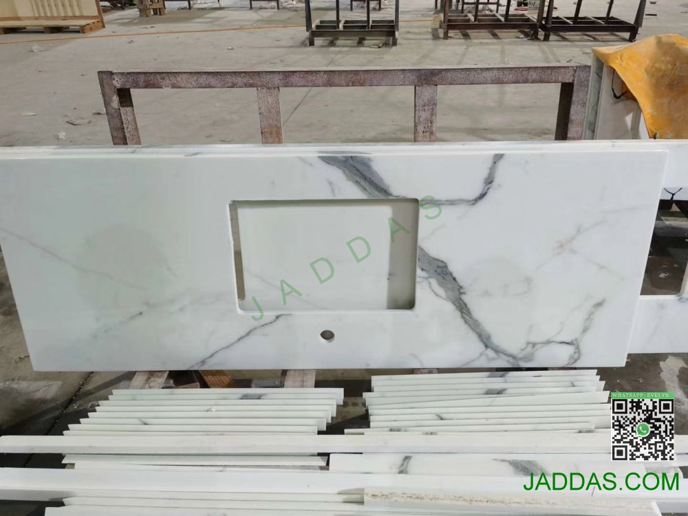 White glass stone countertop