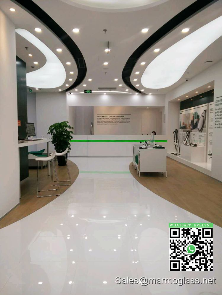 Nano glass floor tiles and bar top of Vorwerk Outlet