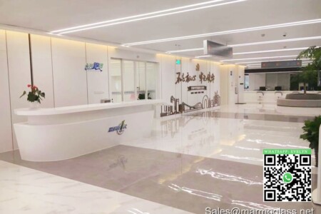 Pure white Nano glass Reception bar for Huzhou Citizen Service Center project Pure white Nano glass Reception bar for Huzhou Citizen Service Center project