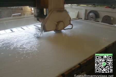 Cutting nano glass slab in factory Cutting nano glass slab in factory